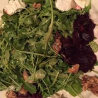 Roasted Beet Salad · Arugula, goat cheese, walnuts, and limoncello dressing.