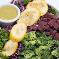 The Good Earth · Chopped kale, mixed greens, chopped broccoli, cooked beets, shredded red cabbage, grilled zu...