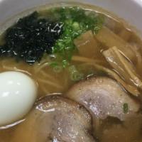 Tonkatsu Miso Ramen Soup · Stew style rich and hearty pork bone broth with roast pork bamboo shoot scallion seaweed and...
