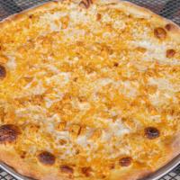 Buffalo Chicken Pizza · Shredded chicken / white pizza with blue cheese drizzle.