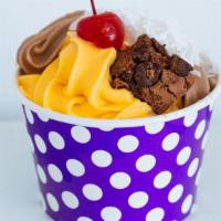 Frozen Dessert Cup 20 Oz.  · 20 oz. frozen dessert + 3 Toppings.
Choice of up to 3 flavors and up to 3 toppings.