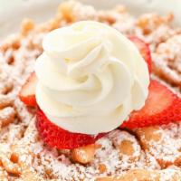 Classic Funnel Cake · Topped with powdered sugar.