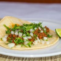 Chorizo & Campechano · Each served with cilantro, onions and lime.