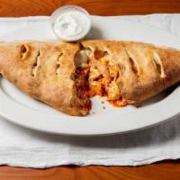 Buffalo Chicken Calzone · Grilled chicken, mozzarella, and a side of bleu cheese dressing.