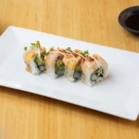 Sweet Miso Yellowtail Roll · Crabstick, avocado, cucumber, and spicy mayo topped with yellowtail, mango, fried onion, and...