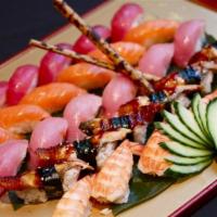 Sushi Combo (30 Pieces) · Tuna, salmon, yellowtail, water eel, and cooked shrimp.
