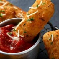 Mozzarella Sticks · 6 sticks of Mozzarella and Asiago cheeses, Parmesan-Romano & marinara sauce.