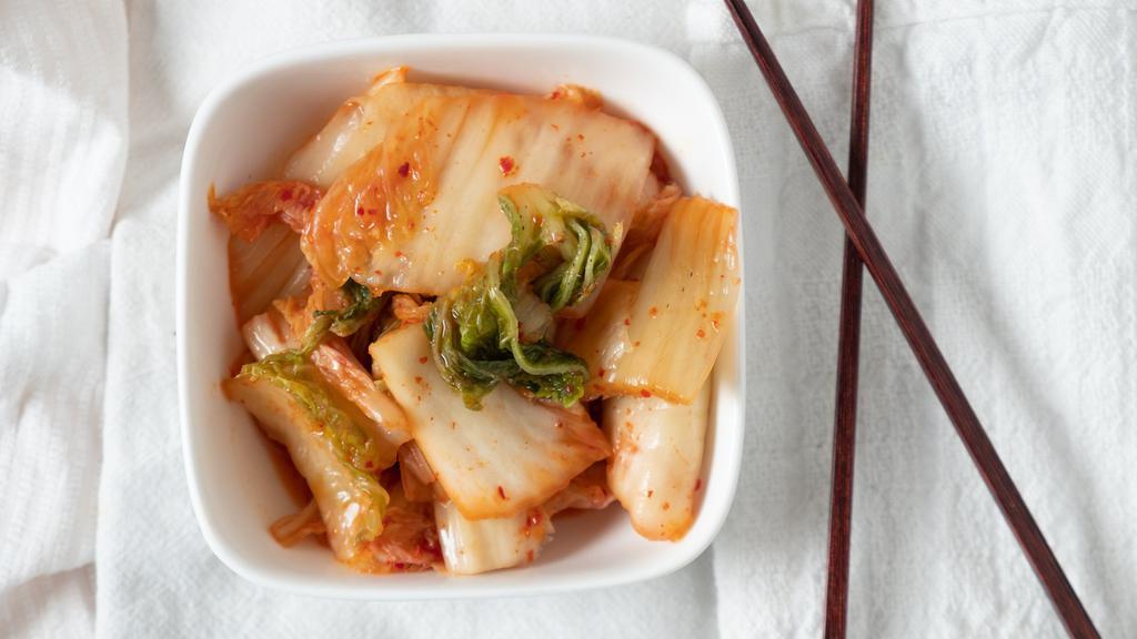 Kimchi · Spicy fermented napa cabbage.