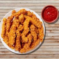 Breaded Chicken Tenders 50 Pcs · Our famous crispy tenders in your choice of sauce. 
