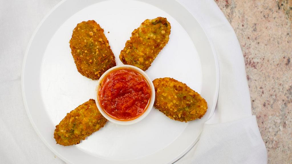 Jalapeno Poppers (6) · Served with marinara sauce.