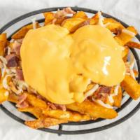 Eagles Fries · Topped with Bacon, Mozzarella, Cheese Whiz, & Ranch Dressing on the side