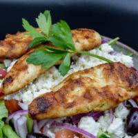 Chicken Kebab Salad · Grilled chicken on our Greek salad just makes it better.