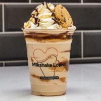 Come Together Milkshake · Chocolate vanilla swirl ice cream, chocolate fudge, caramel, cookie dough.