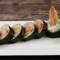 Crazy Roll · Shrimp tempura, avocado, cucubmer, flying-fish roe and spicy mayo.