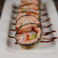 Salmon Tempura Roll · Salmon, asparagus and flying-fish roe served in deep-fried tempura batter and eel sauce