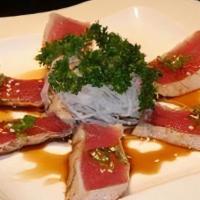 Tataki (Beef/Tuna/Salmon) · Torched tuna served with ponzu sauce
