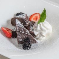 Flourless Chocolate Torte (Gf) · flourless, rich, dark chocolate, whipped cream