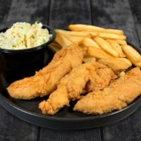 3 Chicken Tenders · 3 tenders, marinated and fried to golden brown. Served naked and paired with a choice of our...
