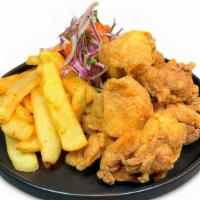 Chicharron De Pollo · 1/2 Boneless chicken marinated and deep fried. Served with a side of fries.
