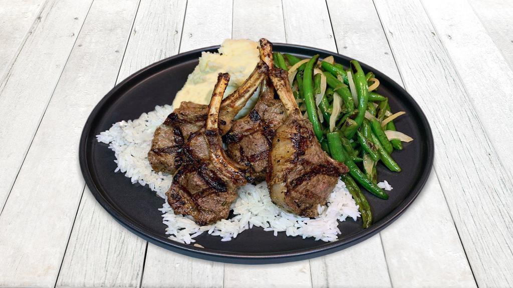 Phil'S Lamb Chops · 4 New Zealand loin chops marinated and charbroiled. Served with choice of 2 sides
