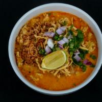 Khao Soi Lunch · The famous northern noodles in a delicious mix of light yellow curry, chicken, scallions, an...