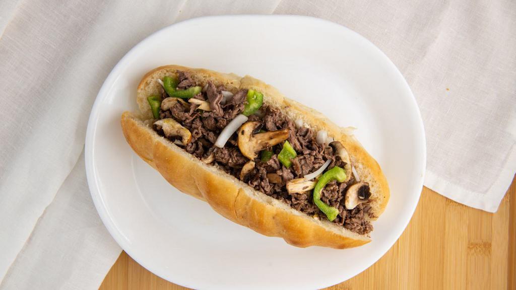 Philly Cheese Steak Sandwich · Stuffed with Swiss cheese and steak only.