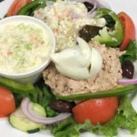 Grilled Chicken Salad · Over mixed green salad. Served with a cup of soup and choice of dressing.