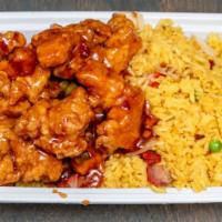 General Tso'S Chicken · Hot and spicy. Chunks of chicken battered until crispy, then sauteed with tangy, glistening ...