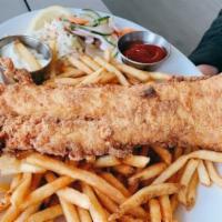 Fish & Chips · lightly fried haddock,battered or dry with house pickles, fries, cole slaw and choice of sau...