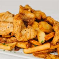 Fish & Chips · crispy fried cod, fries, coleslaw