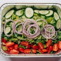 Family Market Salad · romaine lettuce, cherry tomatoes, red onion, cucumbers, champagne vinaigrette