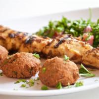 Chicken Kabob · Gluten free. Skewered chicken tenders marinated and char broiled.