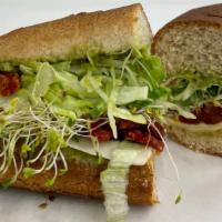 Marino Fitness · Monterey jack cheese, alfalfa sprouts, sun-dried tomatoes, lettuce, olive oil and guacamole ...