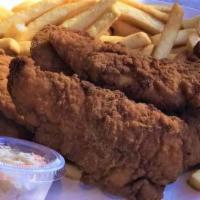 Chicken Finger Platter · 5 fingers served with french fries or tater tots.