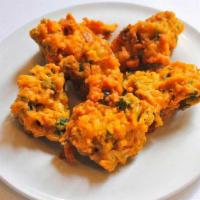 Vegetable Pakora · Fresh vegetable fritters of spinach, potato, green pepper and onion. 2000 calories a day is ...