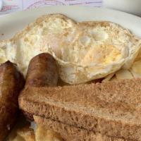 1 Egg, Home Fries, Choice Of Meat And Toast · 1 egg cooked any style, home fries, choice of meat and toast