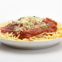 Garlic Spaghetti · Fresh garlic, parsley, marinara sauce and parmesan cheese.