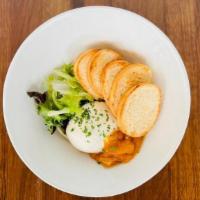 Burrata · Burrata cheese paired with house-made peach compote & toasted crostini