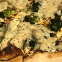 Chicken Broccoli Alfredo · White pizza with roasted chicken, broccoli, and topped with our house Alfredo sauce