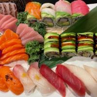Love Boat For Two · 10 pieces sushi, 25 pieces sashimi with Rainbow Roll & Dragon Roll.