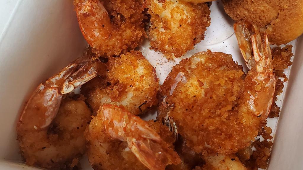 6 Pcs Jumbo Shrimp & 1 Cron Bread · 
