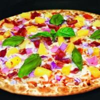 Hawaiian Grilled Flatbread · Ham, bacon, pineapple, red onions, basil and Mozzarella cheese over our signature Brazilian ...