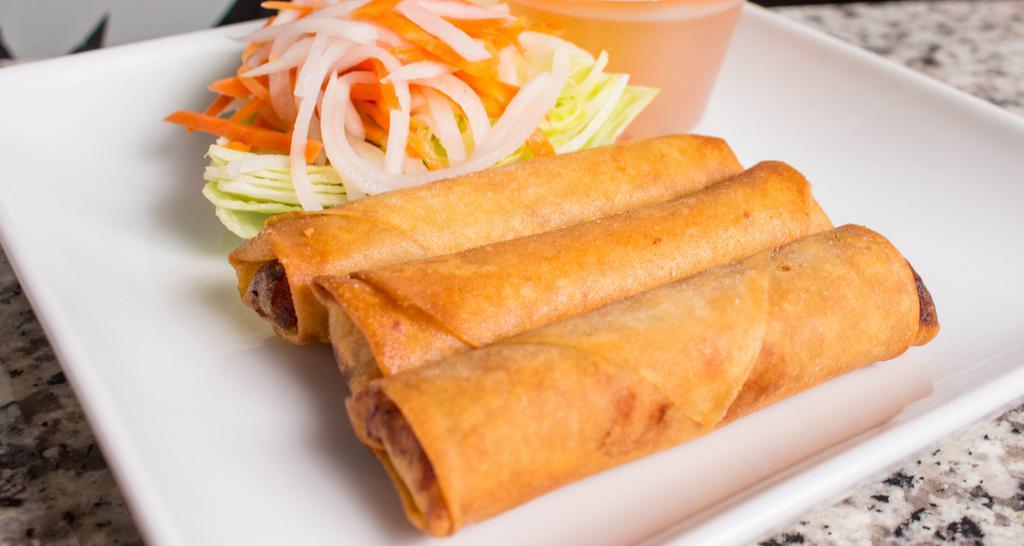 Cheesesteak Fried Spring Rolls (3) · Cheese, beef, and onions.