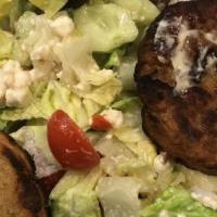 Greek Salad · Romaine Lettuce, Cherry Tomatoes, Red Onions, Cucumbers, Feta Cheese, Kalamata Olives,