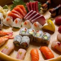 Sushi And Sashimi For Two · Sashimi: 4 tuna, 4 salmon, 4 yellowtail, 4 white fish nigiri: 2 tuna, 2 salmon, 2 eel, 2 yel...