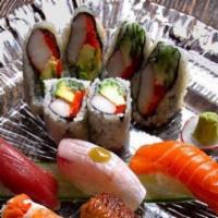 Sushi Regular · Nigiri: tuna, salmon, white fish, shrimp, eel maki: california roll no modifications or subs...