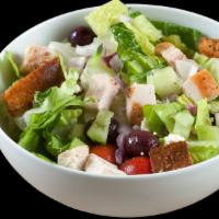 Apollo Salad · Vegetarian. Gluten-free. Romaine, quinoa, feta cheese, kalamata olives, grape tomatoes, cucu...
