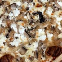 Truffle · Mushrooms, Caramelized Onions, Goat Cheese, Truffle Oil and Dried Rosemary