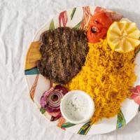 Chablee Kabob · Grilled ground beef patty mixed with spices and herbs.