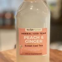 Peach & Ginger Iced Tea · Water, Peaches & Ginger